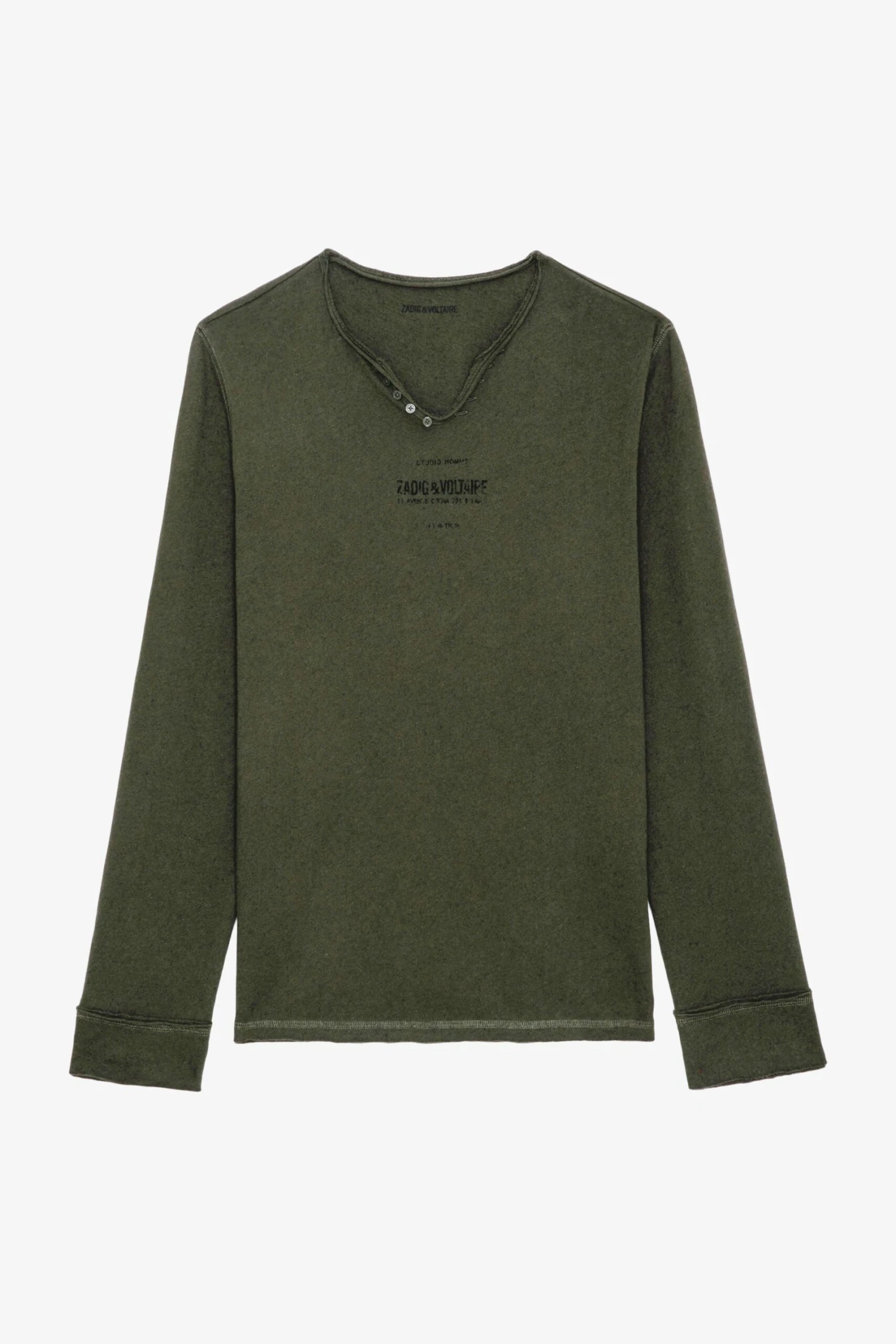 Zadig & Voltaire Monastir Henley T-shirt Used Kaki 6 Zadig & Voltaire Monastir Henley T-shirt Used Kaki - Image 6