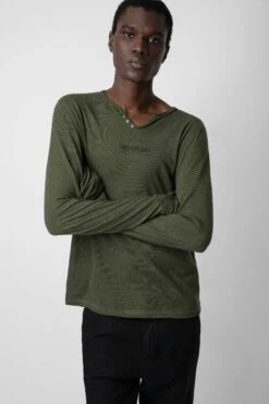 Zadig & Voltaire Monastir Henley T-shirt Used Kaki 8 Zadig & Voltaire Monastir Henley T-shirt Used Kaki -Zadig & Voltaire Shop JMTN00241 USED KAKI 4