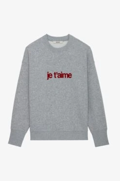 Zadig & Voltaire Oscar Je T’aime Sweatshirt Gris Chine Clair -Zadig & Voltaire Shop JWSS00578 GRIS CHINE CLAIR