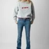 Zadig & Voltaire Oscar Je T’aime Sweatshirt Gris Chine Clair