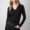 Zadig & Voltaire Diamanté Henley Top Black