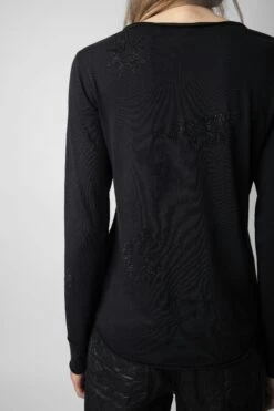 Zadig & Voltaire Diamanté Henley Top Black 8 Zadig & Voltaire Diamanté Henley Top Black -Zadig & Voltaire Shop JWTN00434 NOIR 5