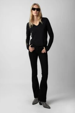 Zadig & Voltaire Crop Concert Crush Henley Top Black