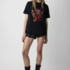 Zadig & Voltaire Edwin Devil Diamanté T-shirt Black