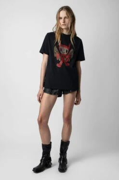 Zadig & Voltaire Edwin Devil Diamanté T-shirt Black