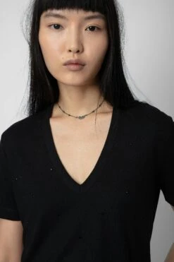 Zadig & Voltaire Wassa Diamanté T-shirt Black -Zadig & Voltaire Shop JWTS01646 NOIR 5
