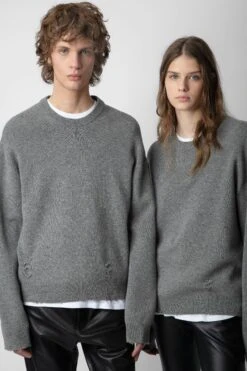 Zadig & Voltaire Marko Sweater Gris Moyen -Zadig & Voltaire Shop KMSW00678 GRIS MOYEN 13