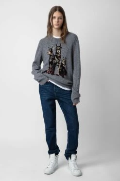 Zadig & Voltaire Kennedy Cashmere Sweater Gris Moyen -Zadig & Voltaire Shop KMSW00679 GRIS MOYEN 12