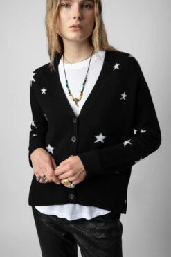 Zadig & Voltaire Mirka Stars Cardigan Cashmere Black -Zadig & Voltaire Shop KWCA00001 NOIR 4 1