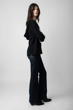 Zadig & Voltaire Cosany Diamanté Cashmere Cardigan Black -Zadig & Voltaire Shop KWCA00551 NOIR 4