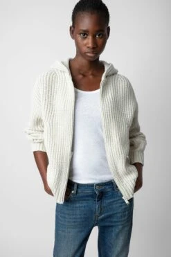 Zadig & Voltaire Anya Rainbow Cardigan Ecru -Zadig & Voltaire Shop KWCA00572 ECRU 2