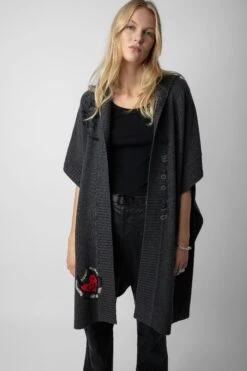 Zadig & Voltaire Inna Cashmere Cardigan Kaki Slate -Zadig & Voltaire Shop KWCO00071 KAKI SLATE 4