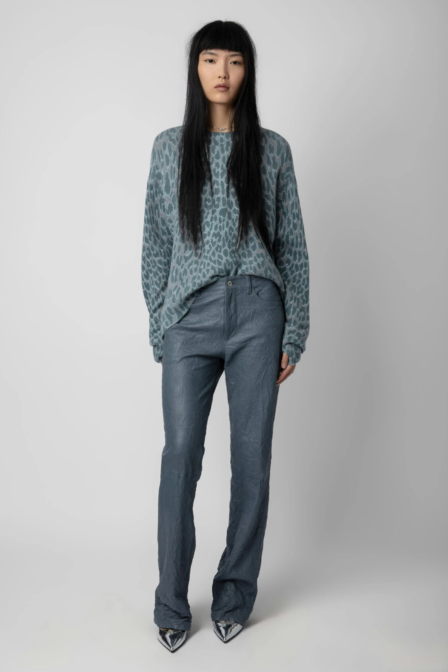 Zadig & Voltaire Markus Leopard Cashmere Sweater Nuage 2 Zadig & Voltaire Markus Leopard Cashmere Sweater Nuage - Image 2