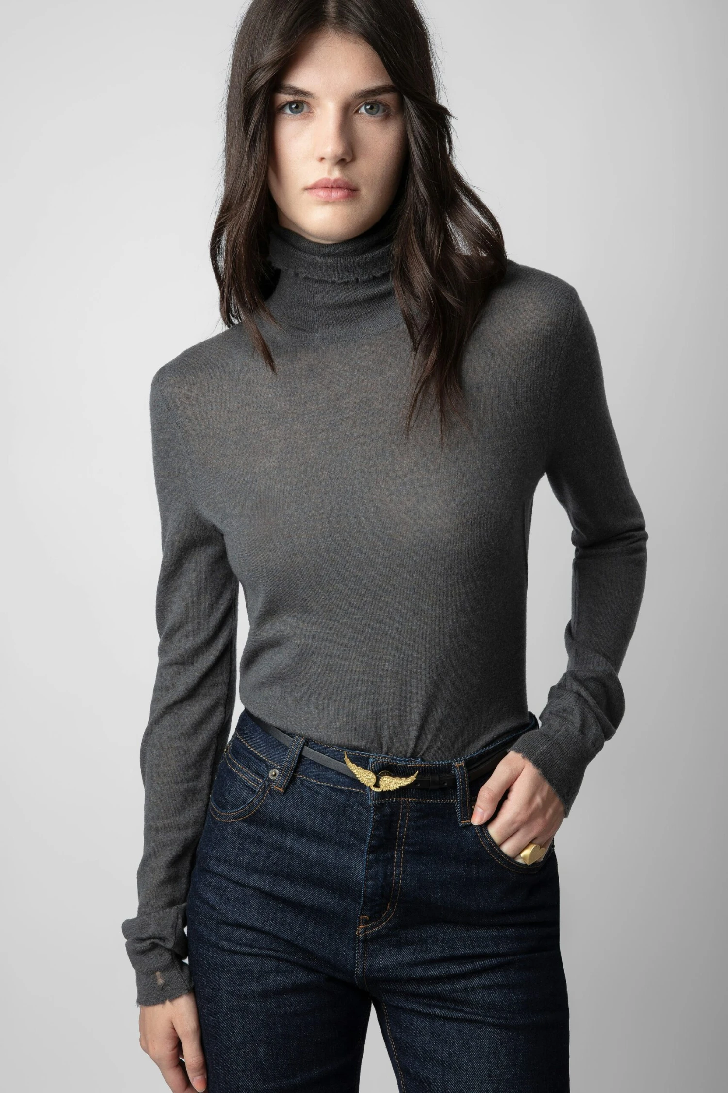 Zadig & Voltaire Bobby Cashmere Sweater Ardoise 2 Zadig & Voltaire Bobby Cashmere Sweater Ardoise - Image 2