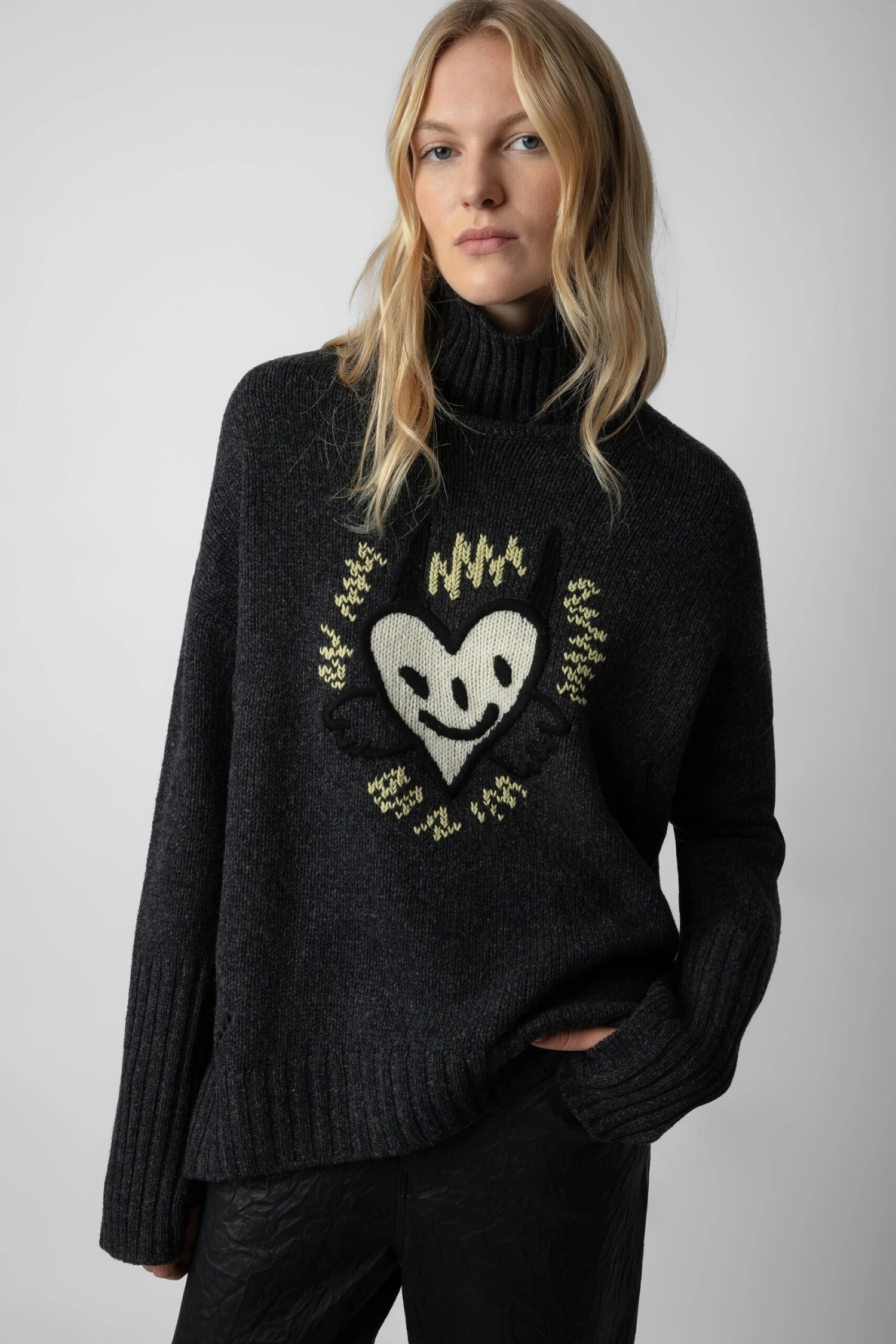 Zadig & Voltaire Alma We Heart Sweater Anthracite 1 Zadig & Voltaire Alma We Heart Sweater Anthracite