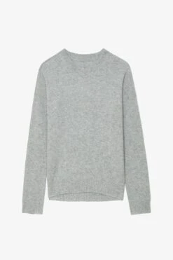 Zadig & Voltaire Cici Patch Cashmere Sweater Gris Chine Clair 11 Zadig & Voltaire Cici Patch Cashmere Sweater Gris Chine Clair -Zadig & Voltaire Shop KWSW01629 GRIS CHINE CLAIR