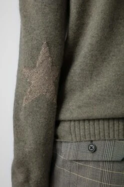 Zadig & Voltaire Cici Patch Cashmere Sweater Kaki Clair -Zadig & Voltaire Shop KWSW01629 KAKI CLAIR 6