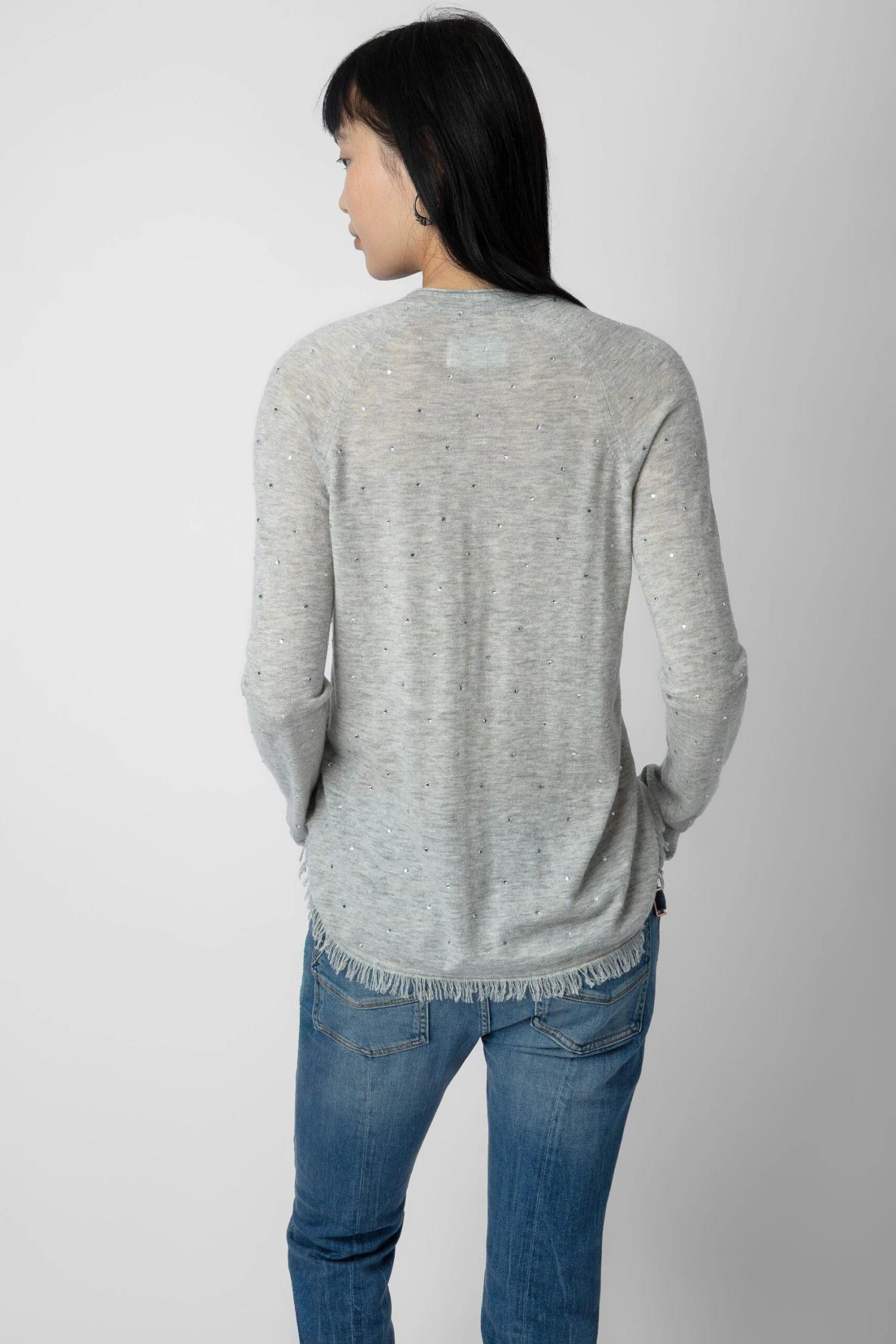 Zadig & Voltaire Riviera Cashmere Sweater Gris Chine Clair 4 Zadig & Voltaire Riviera Cashmere Sweater Gris Chine Clair - Image 4