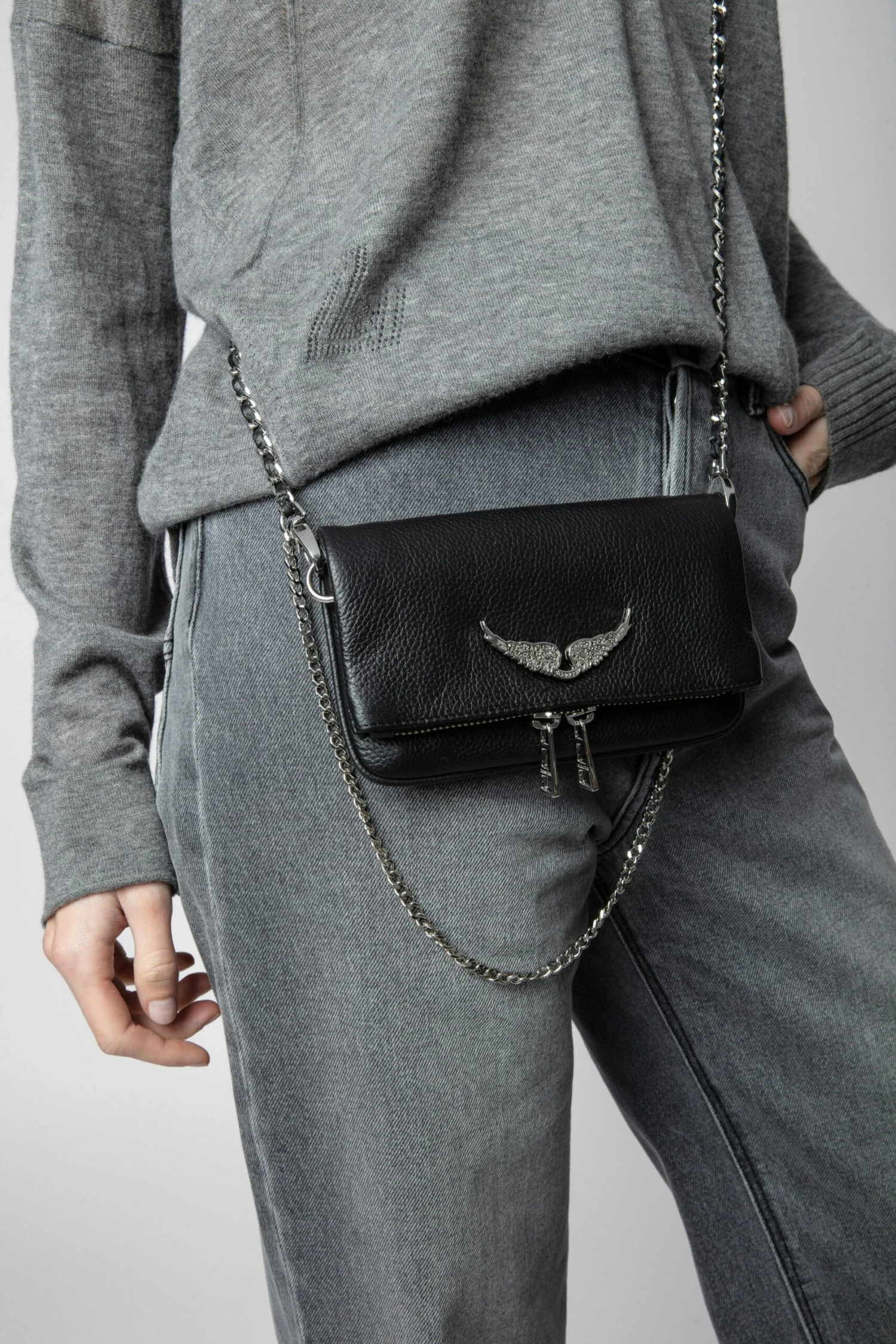 Zadig & Voltaire Swing Your Wings Rock Nano Clutch Noir Silver 7 Zadig & Voltaire Swing Your Wings Rock Nano Clutch Noir Silver - Image 7