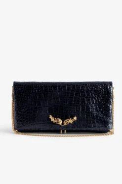 Zadig & Voltaire Rock Embossed Clutch Ink