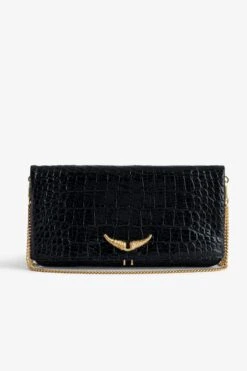 Zadig & Voltaire Rock Embossed Clutch Black