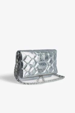 Zadig & Voltaire Rock Quilted Metallic Clutch Silver 9 Zadig & Voltaire Rock Quilted Metallic Clutch Silver -Zadig & Voltaire Shop LWBA02481 SILVER 3