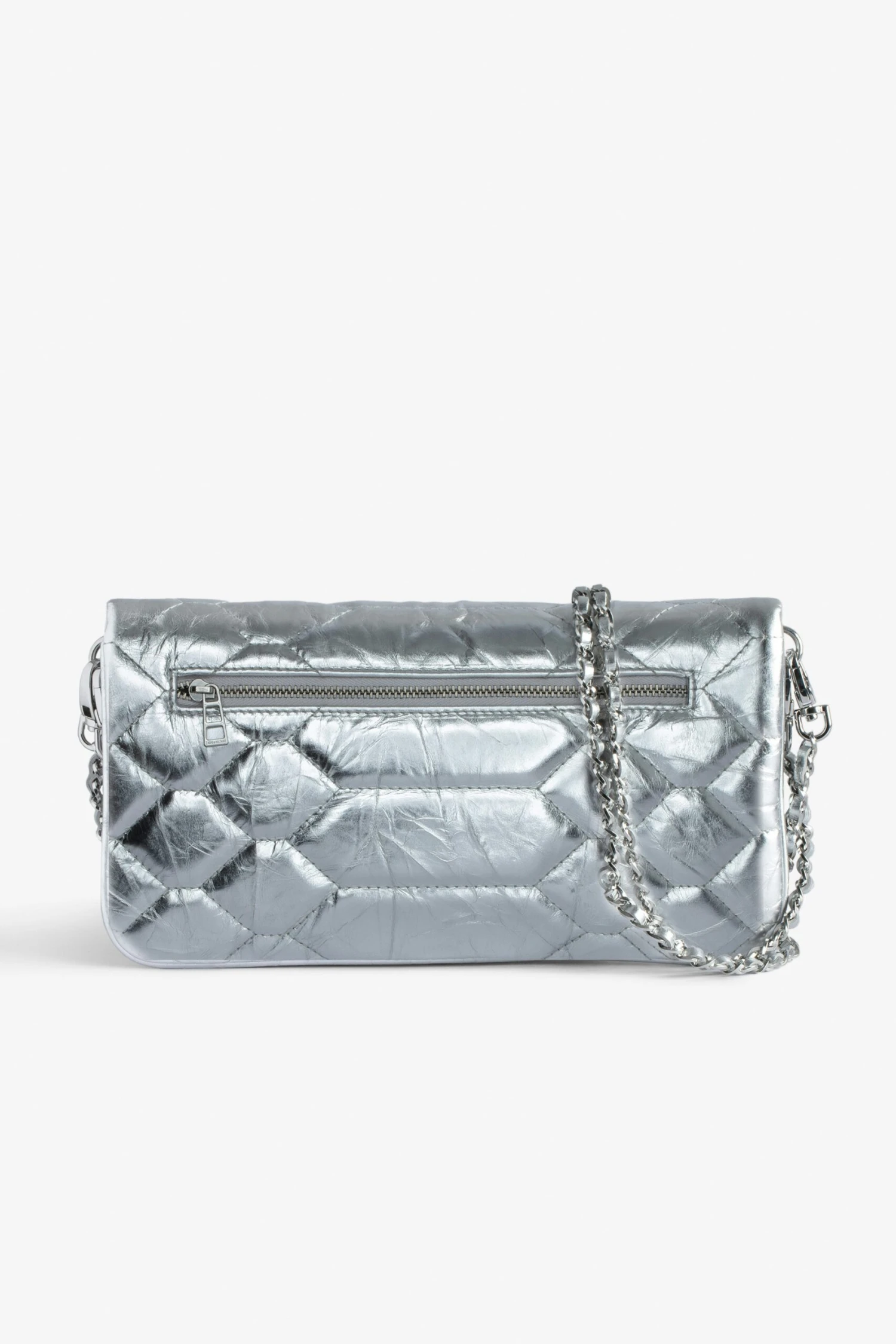Zadig & Voltaire Rock Quilted Metallic Clutch Silver 2 Zadig & Voltaire Rock Quilted Metallic Clutch Silver - Image 2