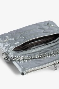 Zadig & Voltaire Rock Quilted Metallic Clutch Silver 10 Zadig & Voltaire Rock Quilted Metallic Clutch Silver -Zadig & Voltaire Shop LWBA02481 SILVER 5