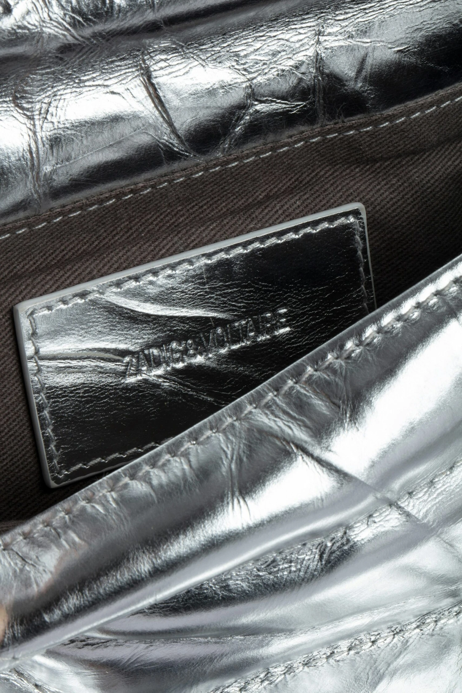 Zadig & Voltaire Rock Quilted Metallic Clutch Silver 6 Zadig & Voltaire Rock Quilted Metallic Clutch Silver - Image 6