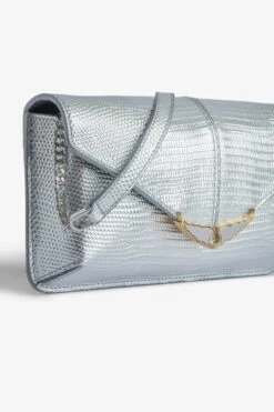 Zadig & Voltaire Borderline Embossed Metallic Clutch Silver -Zadig & Voltaire Shop LWSG01257 SILVER 3