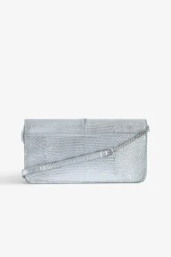 Zadig & Voltaire Borderline Embossed Metallic Clutch Silver -Zadig & Voltaire Shop LWSG01257 SILVER 4