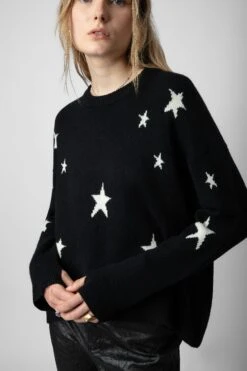 Zadig & Voltaire Markus Stars Cashmere Sweater Black -Zadig & Voltaire Shop PWHMF1101F NOIR 4 1