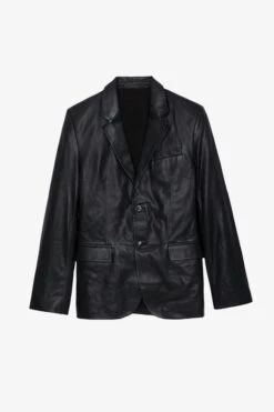 Zadig & Voltaire Valfried Leather Blazer Black -Zadig & Voltaire Shop RMBL00017 NOIR