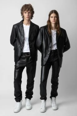 Zadig & Voltaire Valfried Leather Blazer Black -Zadig & Voltaire Shop RMBL00017 NOIR 11