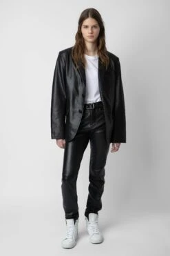 Zadig & Voltaire Valfried Leather Blazer Black -Zadig & Voltaire Shop RMBL00017 NOIR 12