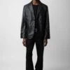 Zadig & Voltaire Valfried Leather Blazer Black