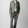 Zadig & Voltaire Base Crinkled Leather Jacket Treillis