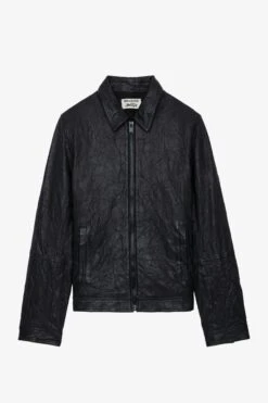 Zadig & Voltaire Lasso Crinkled Leather Jacket Black -Zadig & Voltaire Shop RMOW00101 NOIR