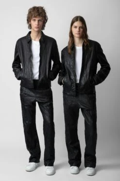 Zadig & Voltaire Lasso Crinkled Leather Jacket Black -Zadig & Voltaire Shop RMOW00101 NOIR 11
