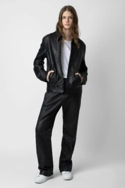 Zadig & Voltaire Lasso Crinkled Leather Jacket Black -Zadig & Voltaire Shop RMOW00101 NOIR 12