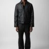 Zadig & Voltaire Lasso Crinkled Leather Jacket Black