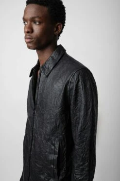 Zadig & Voltaire Lasso Crinkled Leather Jacket Black -Zadig & Voltaire Shop RMOW00101 NOIR 4