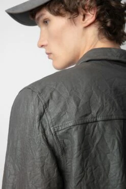 Zadig & Voltaire Serge Crinkled Leather Shirt Elephant -Zadig & Voltaire Shop RMSH00010 ELEPHANT 6 1