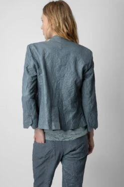 Zadig & Voltaire Verys Crinkled Leather Blazer Light Blue -Zadig & Voltaire Shop RWBL00019 LIGHT BLUE 6