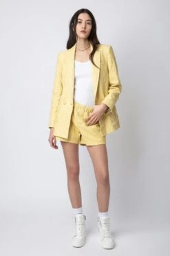 Zadig & Voltaire Pax Crinkled Leather Shorts Shea