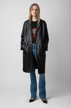 Zadig & Voltaire Macari Leather Coat Black