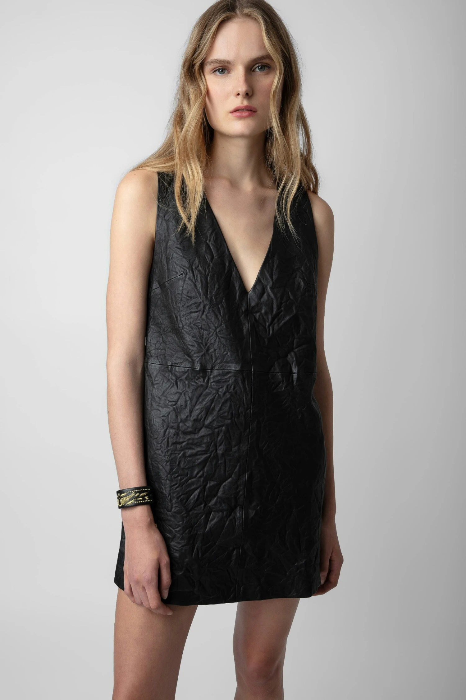 Zadig & Voltaire Rasha Crinkled Leather Dress Black 2 Zadig & Voltaire Rasha Crinkled Leather Dress Black - Image 2