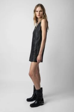 Zadig & Voltaire Rasha Crinkled Leather Dress Black 7 Zadig & Voltaire Rasha Crinkled Leather Dress Black -Zadig & Voltaire Shop RWDR00029 NOIR 4