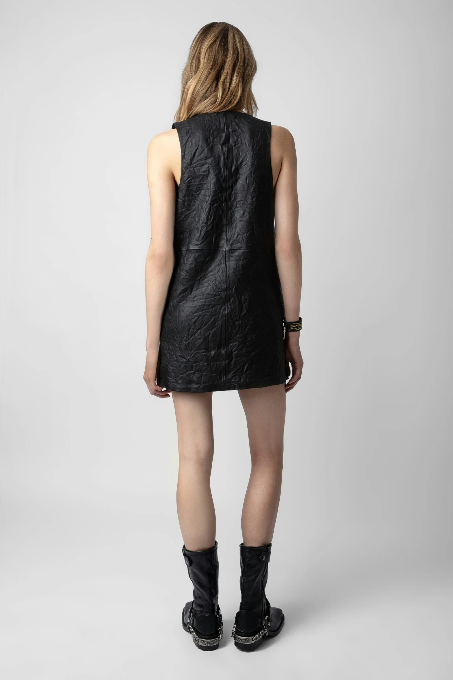Zadig & Voltaire Rasha Crinkled Leather Dress Black 4 Zadig & Voltaire Rasha Crinkled Leather Dress Black - Image 4