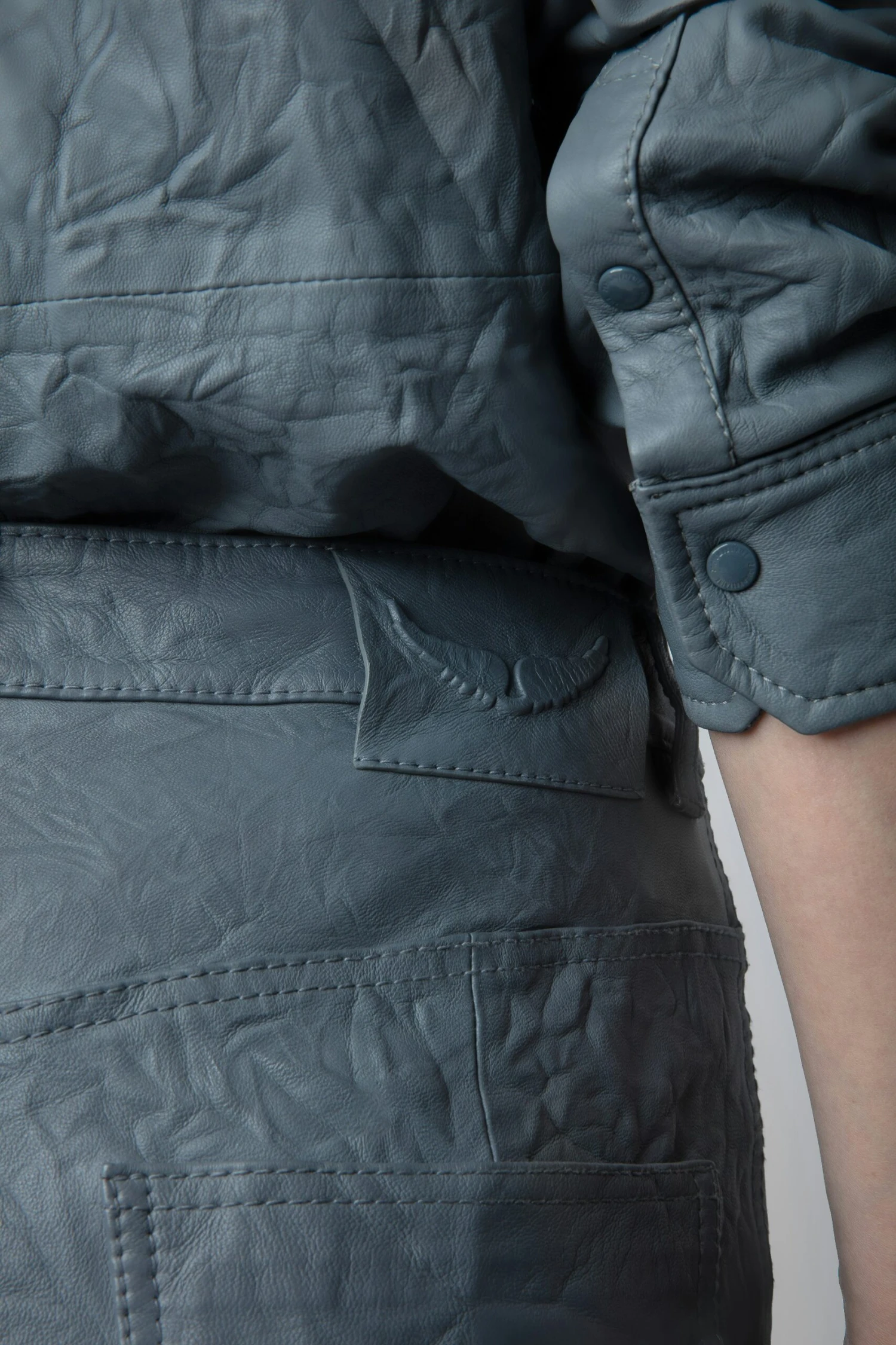 Zadig & Voltaire Pistol Crinkled Leather Pants Light Blue 4 Zadig & Voltaire Pistol Crinkled Leather Pants Light Blue - Image 4